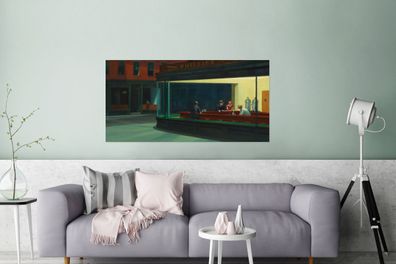 Glasbilder - 160x80 cm - Nighthawks - Edward Hopper (Gr. 160x80 cm)