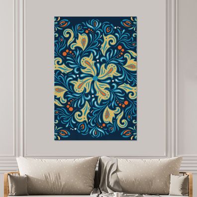Glasbilder - 100x150 cm - Blume - Blätter - Gelb - Muster (Gr. 100x150 cm)