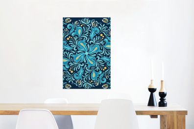 Glasbilder - 60x90 cm - Blume - Blau - Muster - Abstrakt (Gr. 60x90 cm)
