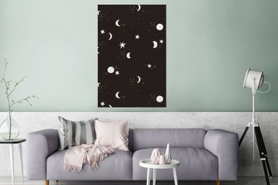 Glasbilder - 80x120 cm - Muster - Sterne - Mond (Gr. 80x120 cm)