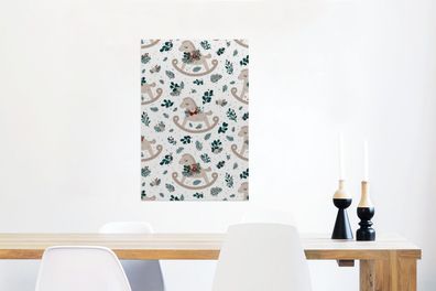 Glasbilder - 60x90 cm - Muster - Schaukelpferd - Blätter (Gr. 60x90 cm)