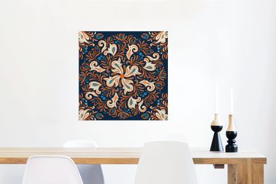 Glasbilder - 50x50 cm - Blütenblätter - Zweig - Muster (Gr. 50x50 cm)