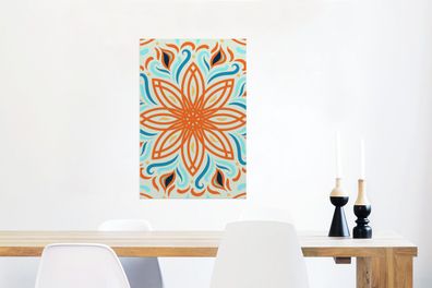 Glasbilder - 60x90 cm - Blume - Blätter - Orange (Gr. 60x90 cm)