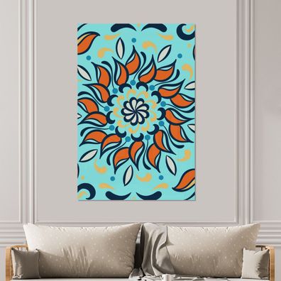 Glasbilder - 100x150 cm - Sonnenblume - Blütenblätter - Blau - Muster