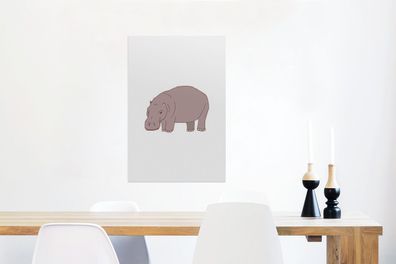 Glasbilder - 60x90 cm - Nilpferd - Kinder - Weiß (Gr. 60x90 cm)