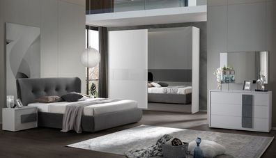 Schlafzimmer Set Foglio 160x190cm in Anthrazit / Weiß