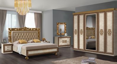 Schlafzimmer Set Siena 160x200cm in Beige / Gold