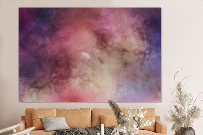 Glasbilder - 150x100 cm - Aquarell - Braun - Rosa - Violett (Gr. 150x100 cm)