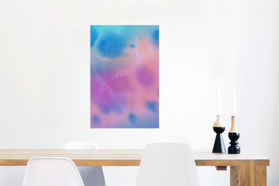 Glasbilder - 40x60 cm - Wasserfarben - Blau - Orange - Violett (Gr. 40x60 cm)