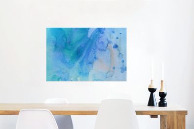 Glasbilder - 90x60 cm - Aquarell - Blau - Farbton (Gr. 90x60 cm)