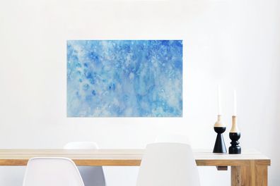 Glasbilder - 60x40 cm - Aquarell - Weiß - Blau - Farbton (Gr. 60x40 cm)