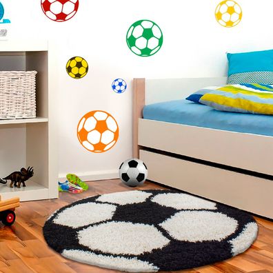 Wunderschöne Kinderteppich rund , Höhe 30 mm, Fußball Motiv