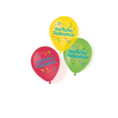 6 Latexballons Herzlichen Glückwunsch 27,5 cm Deko Geburtstag Party