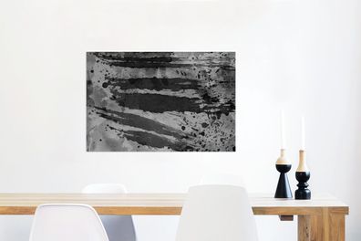 Glasbilder - 90x60 cm - Aquarell - Grau - Schwarz - Linie (Gr. 90x60 cm)