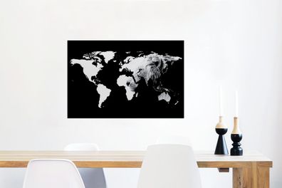 Glasbilder - 60x40 cm - Weltkarte - Schwarz - Weiß - Löwe (Gr. 60x40 cm)