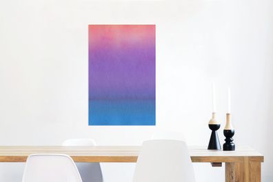 Glasbilder - 40x60 cm - Aquarell - Lila - Rosa - Blau (Gr. 40x60 cm)