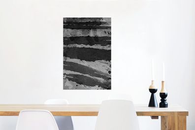 Glasbilder - 60x90 cm - Aquarell - Schwarz - Grau (Gr. 60x90 cm)