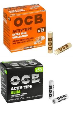 OCB e.Tips Glastips ActivTips Slim Aktivkohlefilter ø7mm Zigarettenfilter Drehen 