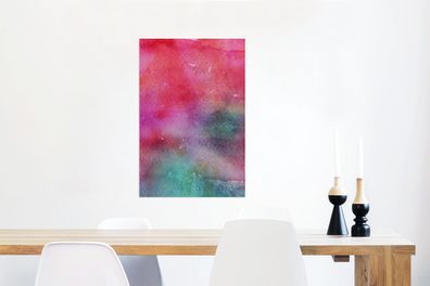 Glasbilder - 60x90 cm - Aquarell - Rosa - Grün (Gr. 60x90 cm)