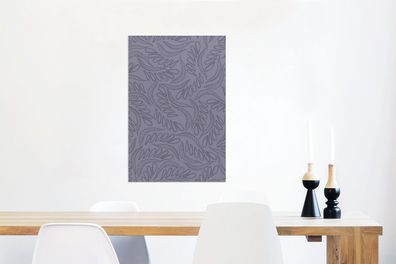 Glasbilder - 60x90 cm - Blätter - Muster - Lila (Gr. 60x90 cm)