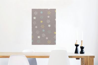Glasbilder - 60x90 cm - Sterne - Schnee - Muster (Gr. 60x90 cm)