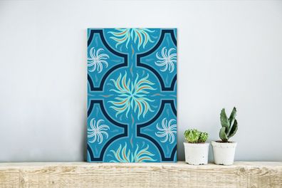 Glasbilder - 20x30 cm - Blumen - Blau - Muster (Gr. 20x30 cm)