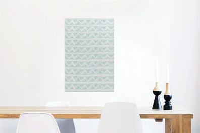 Glasbilder - 40x60 cm - Blau - Weiß - Zickzack - Muster (Gr. 40x60 cm)