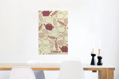 Glasbilder - 40x60 cm - Teekanne - Süßigkeiten - Muster (Gr. 40x60 cm)