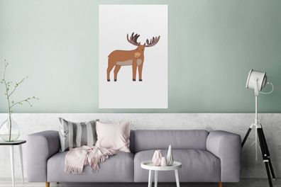 Glasbilder - 80x120 cm - Elch - Kinder - Weiß (Gr. 80x120 cm)