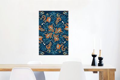 Glasbilder - 60x90 cm - Blume - Orange - Muster - Abstrakt (Gr. 60x90 cm)