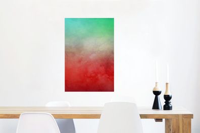 Glasbilder - 40x60 cm - Aquarell - Grün - Rot (Gr. 40x60 cm)