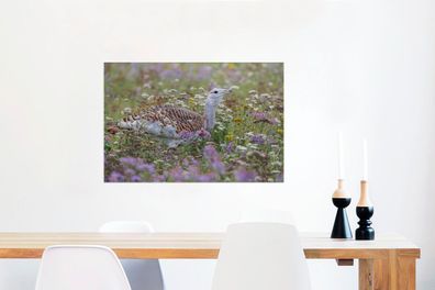 Glasbilder - 60x40 cm - Vogel - Blumen - Federn (Gr. 60x40 cm)