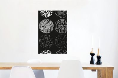 Glasbilder - 60x90 cm - Schwarz - Weiß - Kreis - Muster (Gr. 60x90 cm)