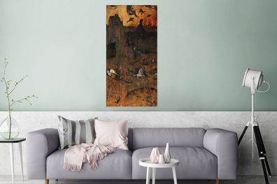 Glasbilder - 80x160 cm - Sintflut und Hölle - Gemälde von Hieronymus Bosch