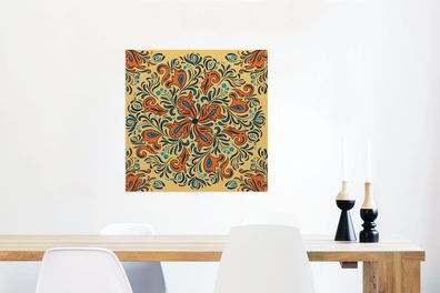 Glasbilder - 50x50 cm - Blume - Blütenblätter - Orange - Muster (Gr. 50x50 cm)