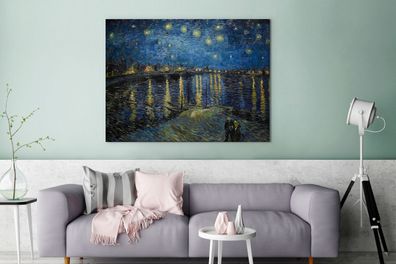 Leinwandbilder - 120x90 cm - Sternennacht über dem Orsay Paris - Vincent Van Gogh