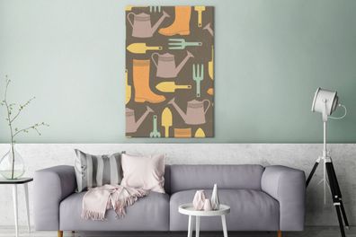 Leinwandbilder - 90x140 cm - Gartengeräte - Muster - Farben (Gr. 90x140 cm)