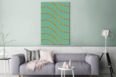 Leinwandbilder - 90x140 cm - Blätter - Gelb - Muster (Gr. 90x140 cm)