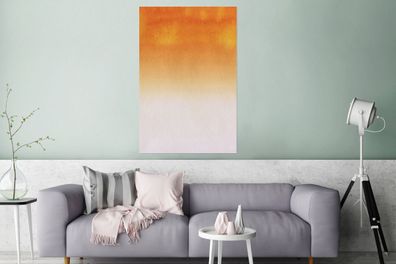Glasbilder - 80x120 cm - Aquarell - Orange - Weiß (Gr. 80x120 cm)