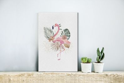 Leinwandbilder - 20x30 cm - Pflanzen - Flamingo - Blumen (Gr. 20x30 cm)