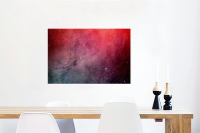 Glasbilder - 60x40 cm - Aquarell - Sterne - Rot (Gr. 60x40 cm)