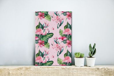 Leinwandbilder - 20x30 cm - Blumen - Flamingo - Pflanzen (Gr. 20x30 cm)