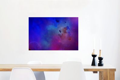 Glasbilder - 60x40 cm - Aquarell - Blau - Lila - Abstrakt (Gr. 60x40 cm)