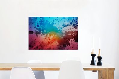 Glasbilder - 60x40 cm - Aquarell - Blau - Rot - Orange (Gr. 60x40 cm)