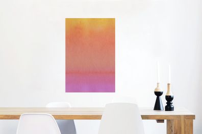 Glasbilder - 40x60 cm - Aquarell - Rosa - Orange - Gelb (Gr. 40x60 cm)