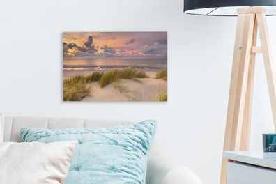 Leinwandbilder - 30x20 cm - Feuriger Sonnenuntergang über dem Strand von Nes auf Amel