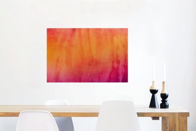 Glasbilder - 60x40 cm - Aquarell - Rosa - Orange (Gr. 60x40 cm)