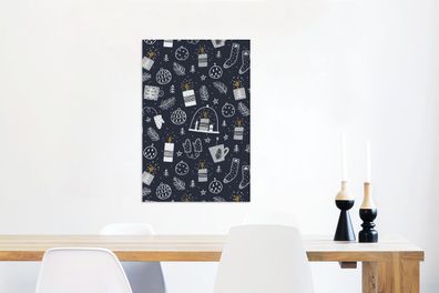 Leinwandbilder - 60x90 cm - Muster - Weihnachten - Kerzen (Gr. 60x90 cm)