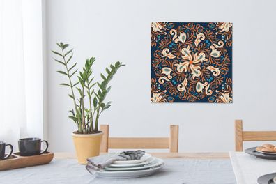 Leinwandbilder - 50x50 cm - Blütenblätter - Zweig - Muster (Gr. 50x50 cm)