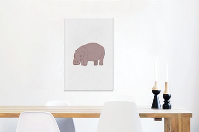 Leinwandbilder - 40x60 cm - Nilpferd - Kinder - Weiß (Gr. 40x60 cm)